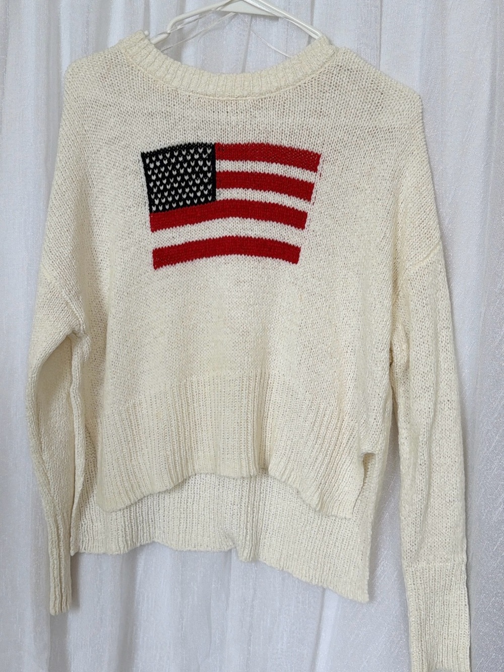 Cream Flag Knit Sweater - Women's Casual Pullover